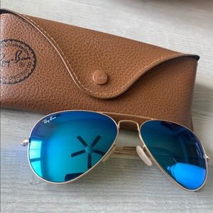 Blue Mirrored Aviator Raybans XS